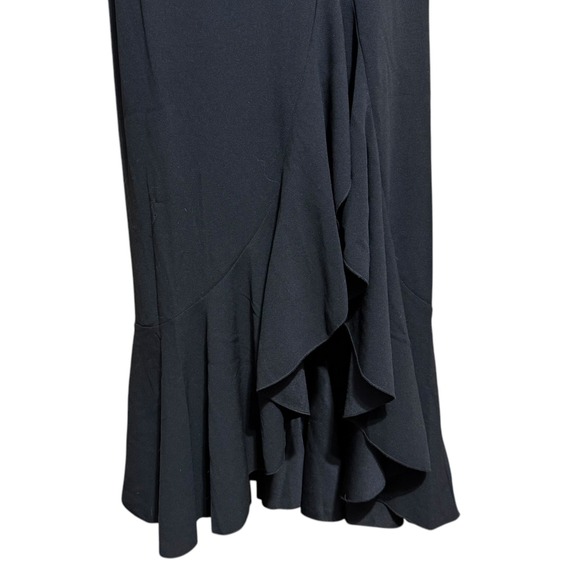 NWT Knittee black spaghetti strap side split ruffle bottom dress / gown Medium - Picture 3 of 11